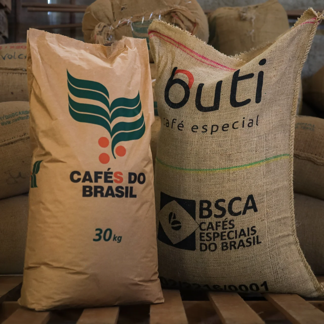 Sacas reais de café Buti e certificação BSCA